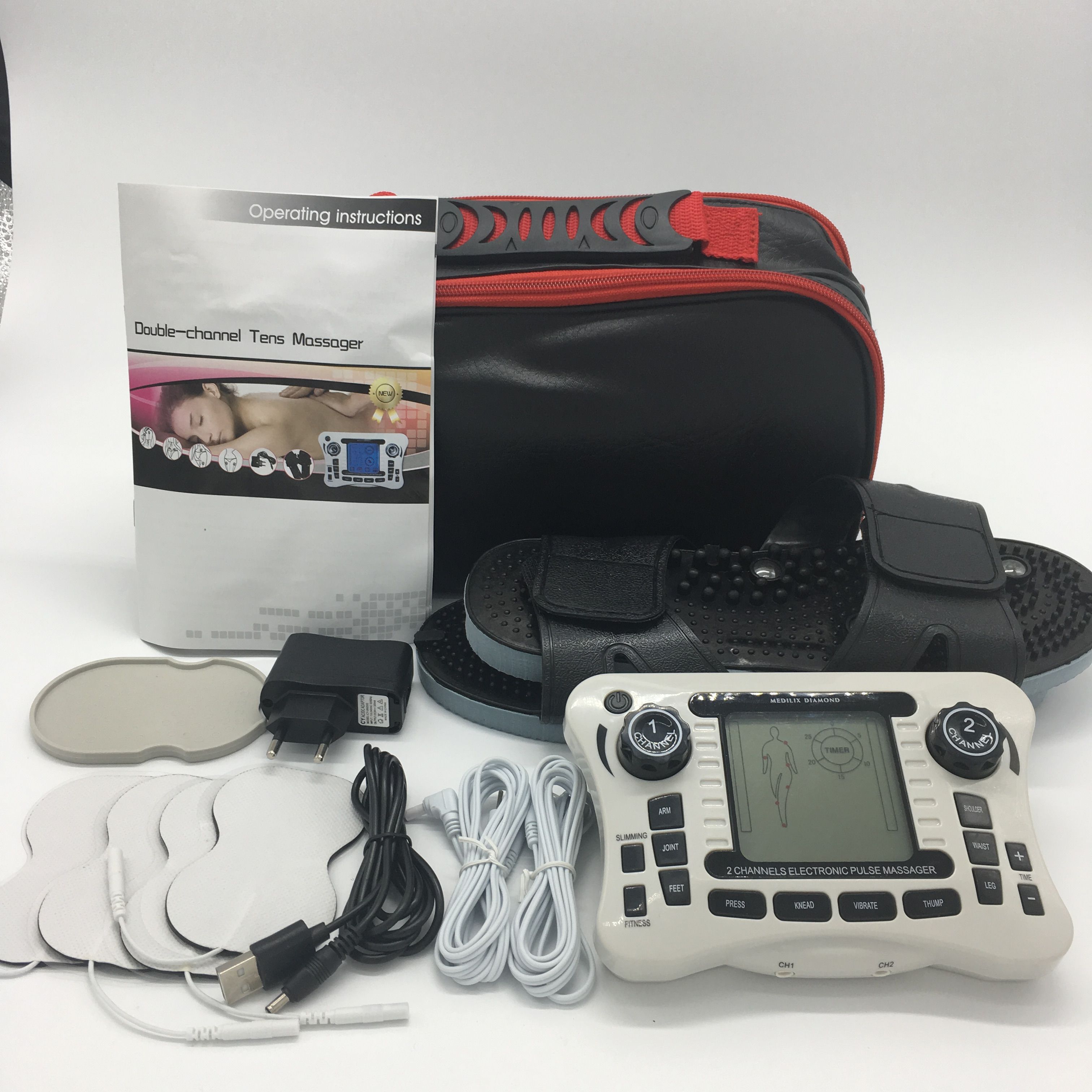 110 240V TENS Digital Therapy Dual Channel Output EMS Pain Relief Massager Electrical Nerve Muscle Stimulator Physiotherapy 2017 NEW Therapist Supplies