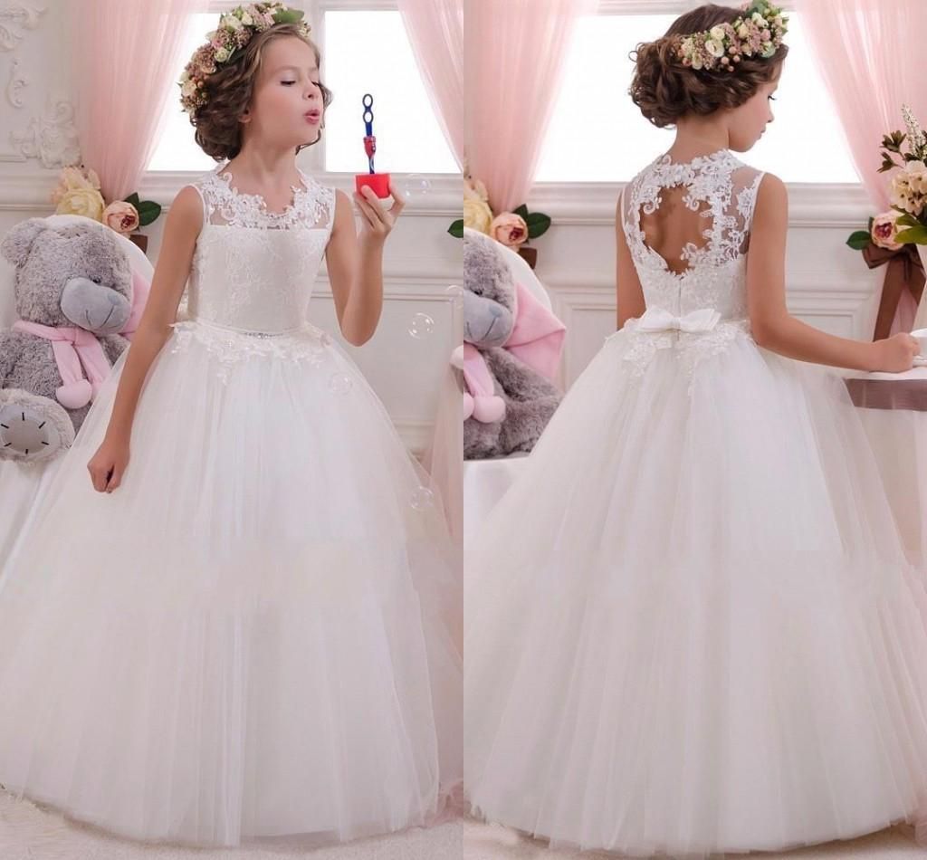 Cheap Cute Keyhole Toddler Flower Girl Dresses Weddings Long Floor