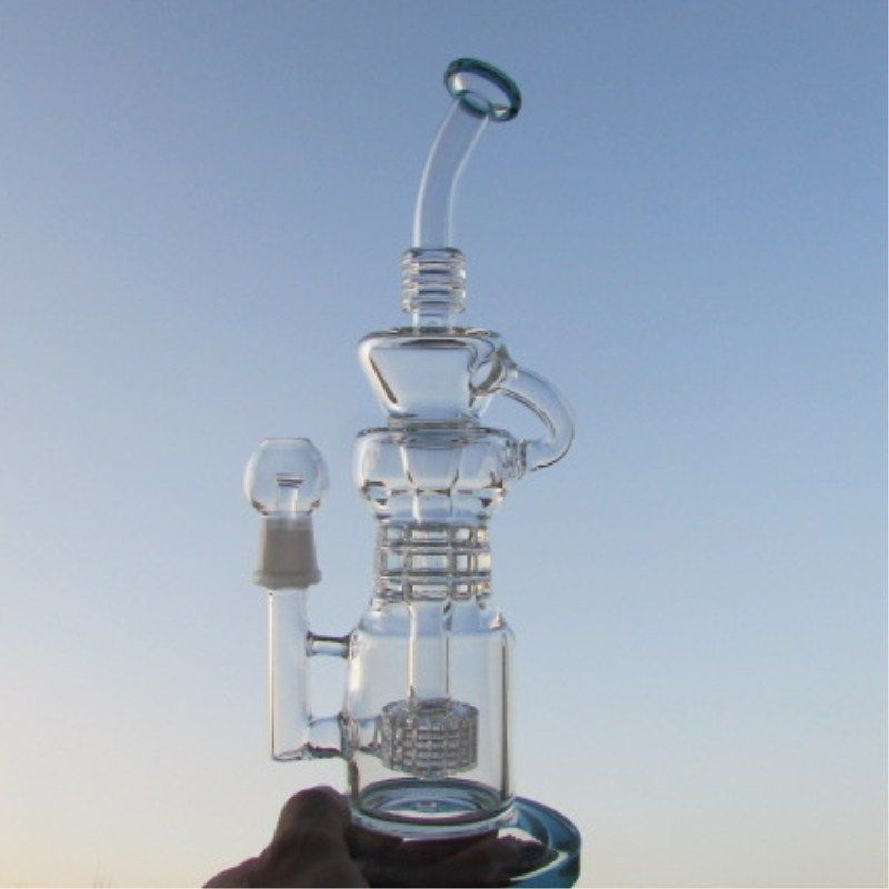 Hittman Glass bubbler toro bong with smokey accent Glass Vapor Rigs Oil rig Glass Recycler water pipes with male joint 18.8mm