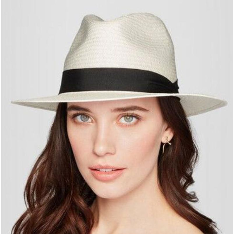 2020 Women'S Fedora Straw Hats Casual Sun Shading Hats With Black Band