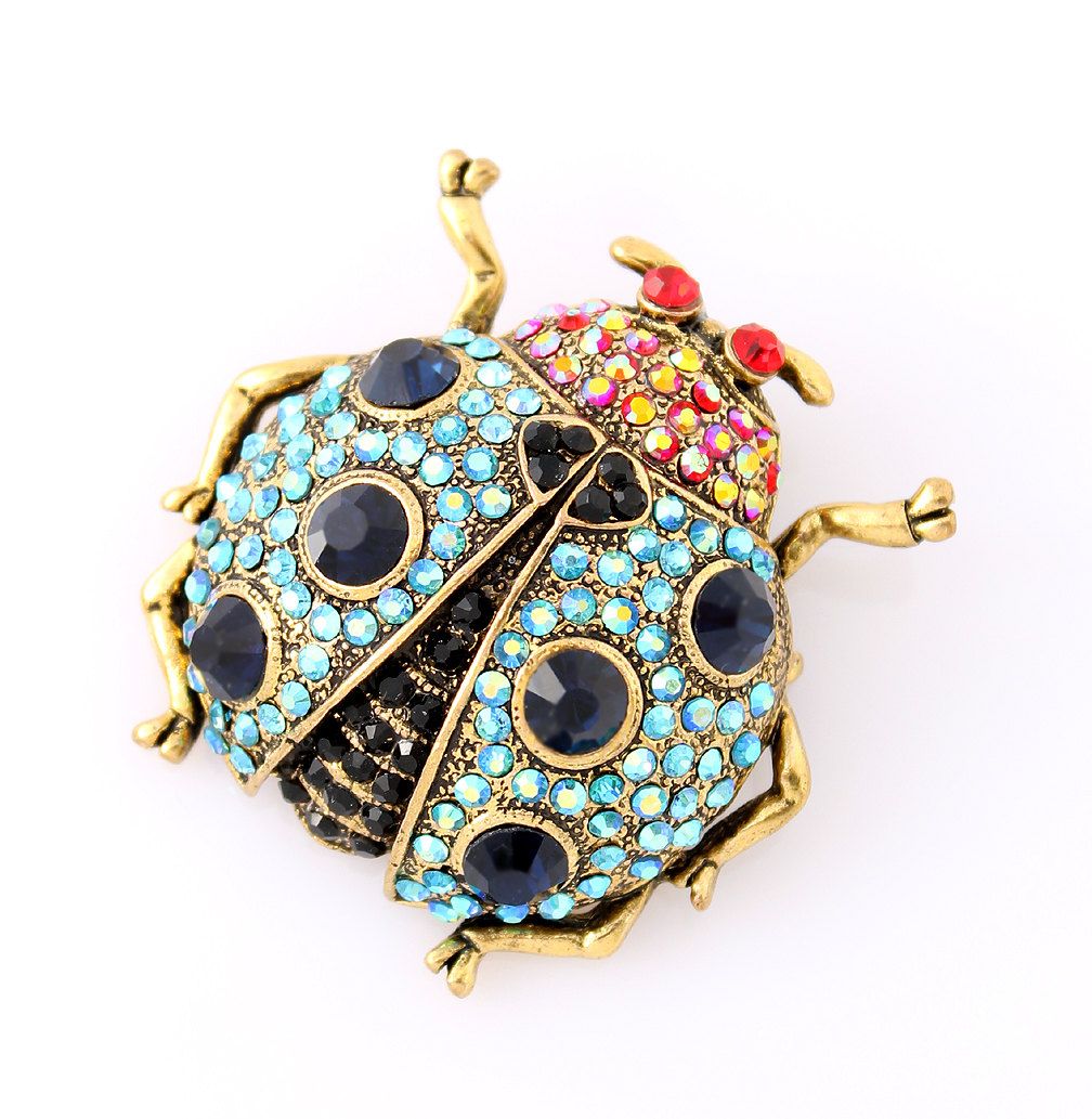2019 Teal Ladybug Broach/Blue Bug Brooches/ Insect Jewelry For Ladybugs