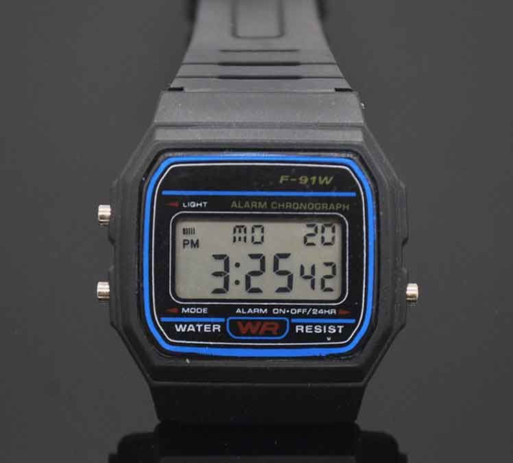 Led Digital Black Plastic Watches Men'S Sports Watch Luminous F91W