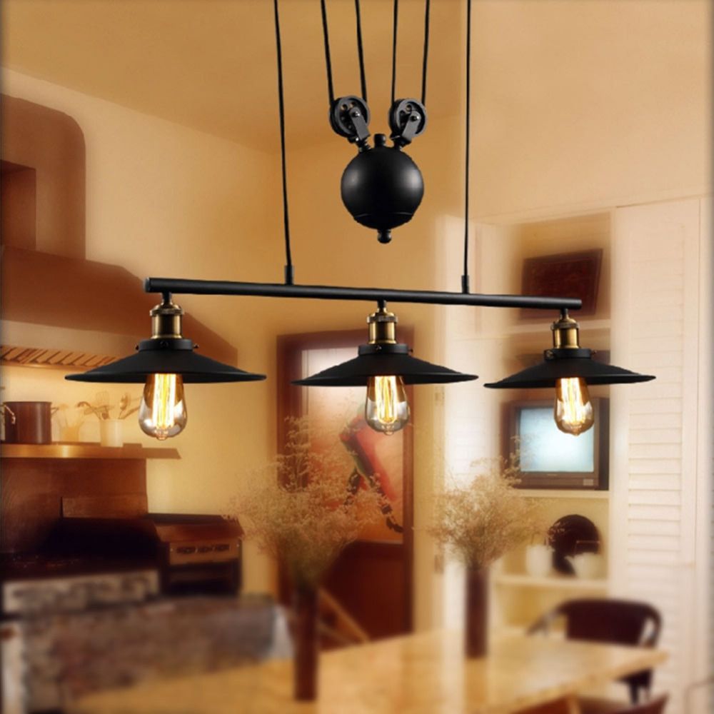 Loft Vintage Pendant Lights Iron Pulley Lamp Bar Kitchen Home Loft Vintage Pendant Lights Iron Pulley Lamp Bar Kitchen Home Decoration E27 Edison Light Fixtures 3 Heads Nz 2019 From Dress 138 7 Dhgate