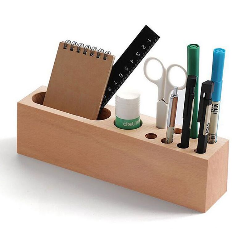 Multi Function Pencil Smartphone Holder Stand Wooden Desk Organizer Multi Function Pencil Smartphone Holder Stand Wooden Desk Organizer Office Storage Container For Pens Markers Business Cards