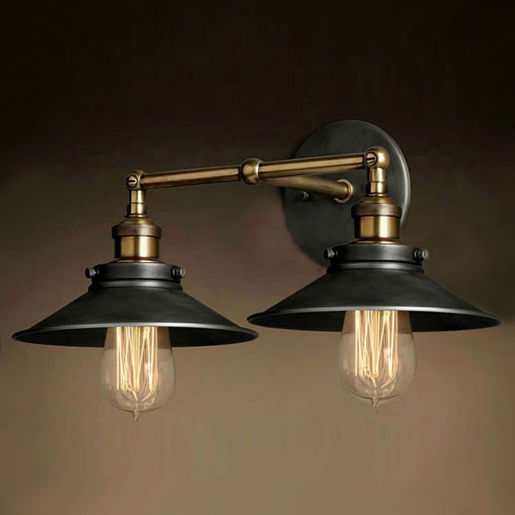 Retro Two Swing Arm Wall Lamps Sconces Iron Shade Painted Retro Two Swing Arm Wall Lamps Sconces Iron Shade Painted Finish Rh Restoration Light Fixture Mount From China Dhgate Com