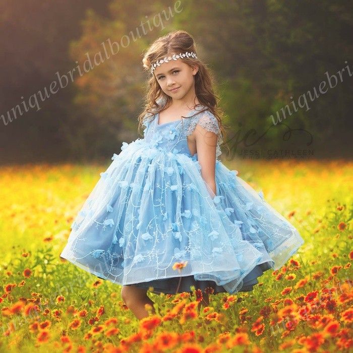 Little Girls Birthday Dresses 2017 with Cap Sleeves And V Neck Ball ...