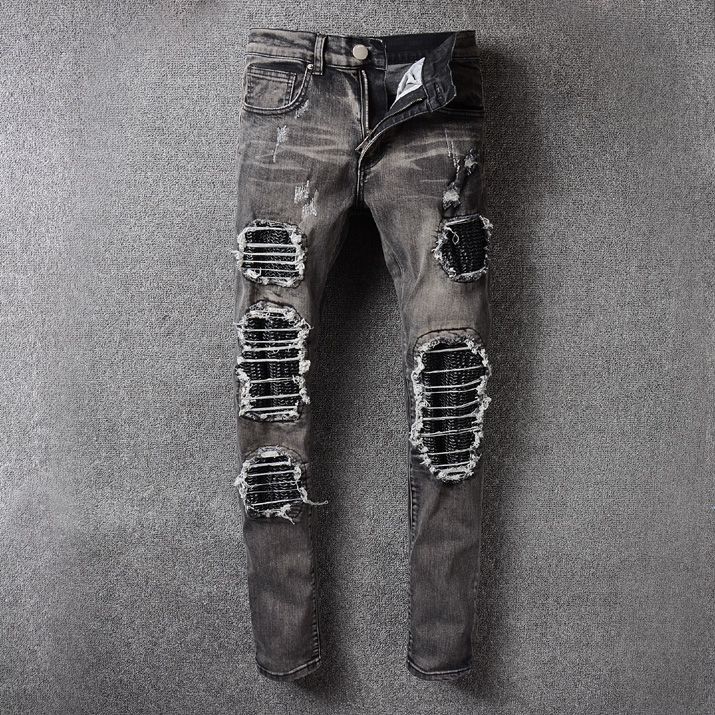 Acquistare Il Modo Maschile Di 2017 Ha Distrutto Il Trasporto Libero Di  Slim Fit Del Grigio Del Denim Di Amiri Del Panno Di Cuoio Degli Jeans Di  Amiri Trasporto Libero Da Epacket