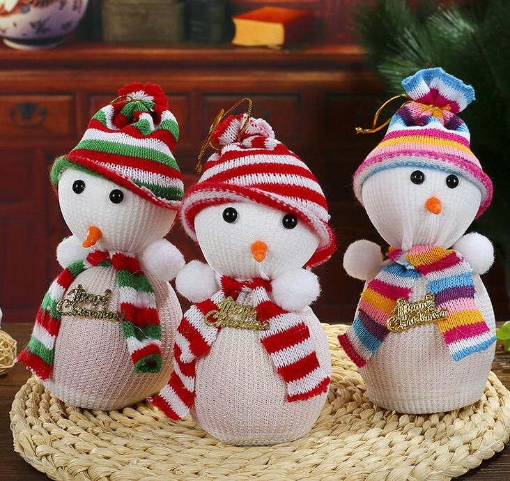 cute snow man cover apple small bags christmas dinner table party christmas dinner decorating