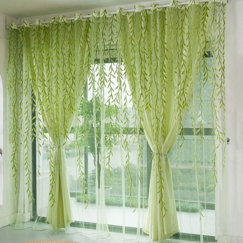 Großhandel 1 Stücke Grün Willow Sheer Vorhang Für Wohnzimmer Fenster ... Großhandel 1 Stücke Grün Willow Sheer Vorhang Für Wohnzimmer Fenster ...