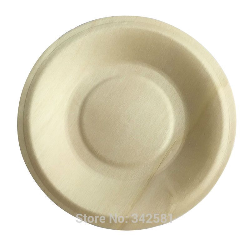2019 Wholesale 14cm Biodegradable Compostable Disposable Wood Plate