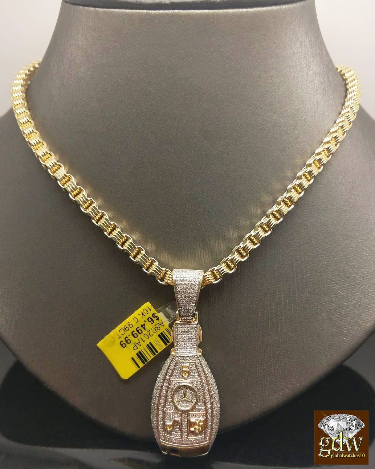 Wholesale Men'S 10K Yellow Gold Byzantine Chain 30, 1CT Diamonds,Car