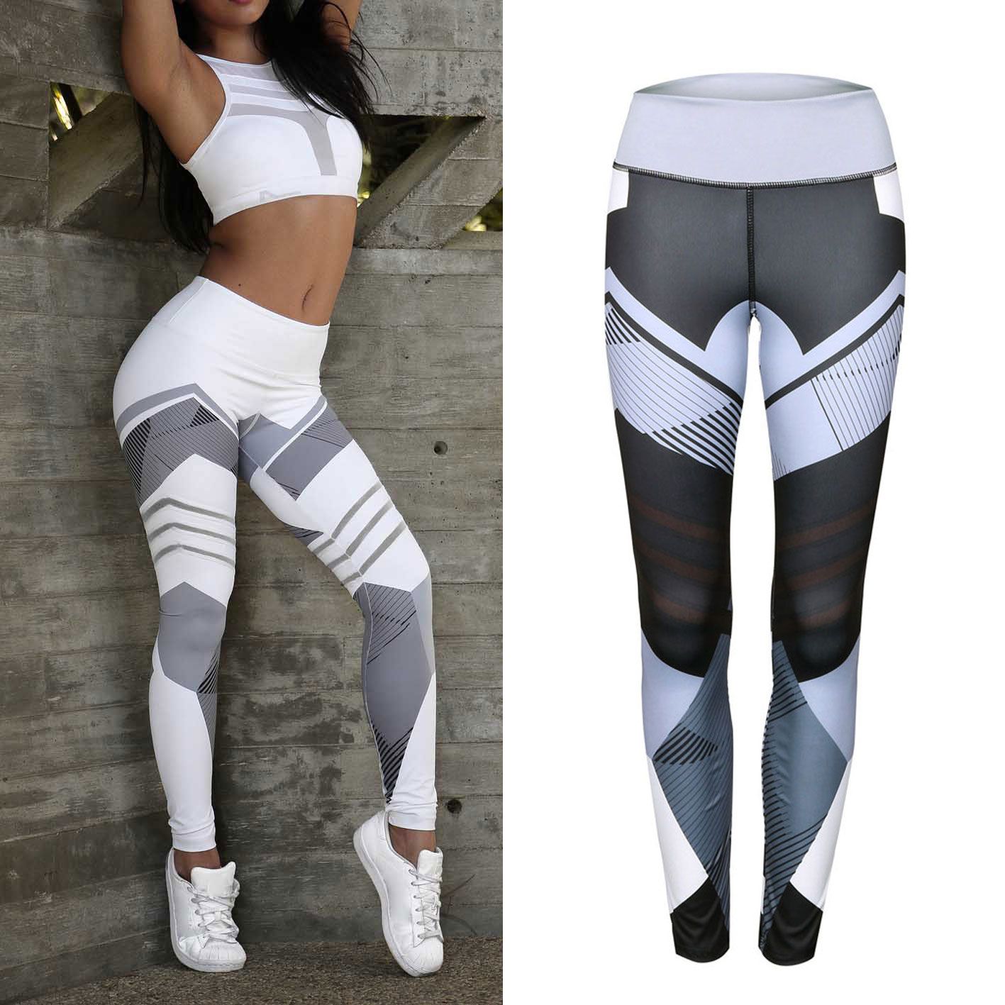 2019 Geometric Pattern Yoga Pants Women Fitness Trousers Leggings