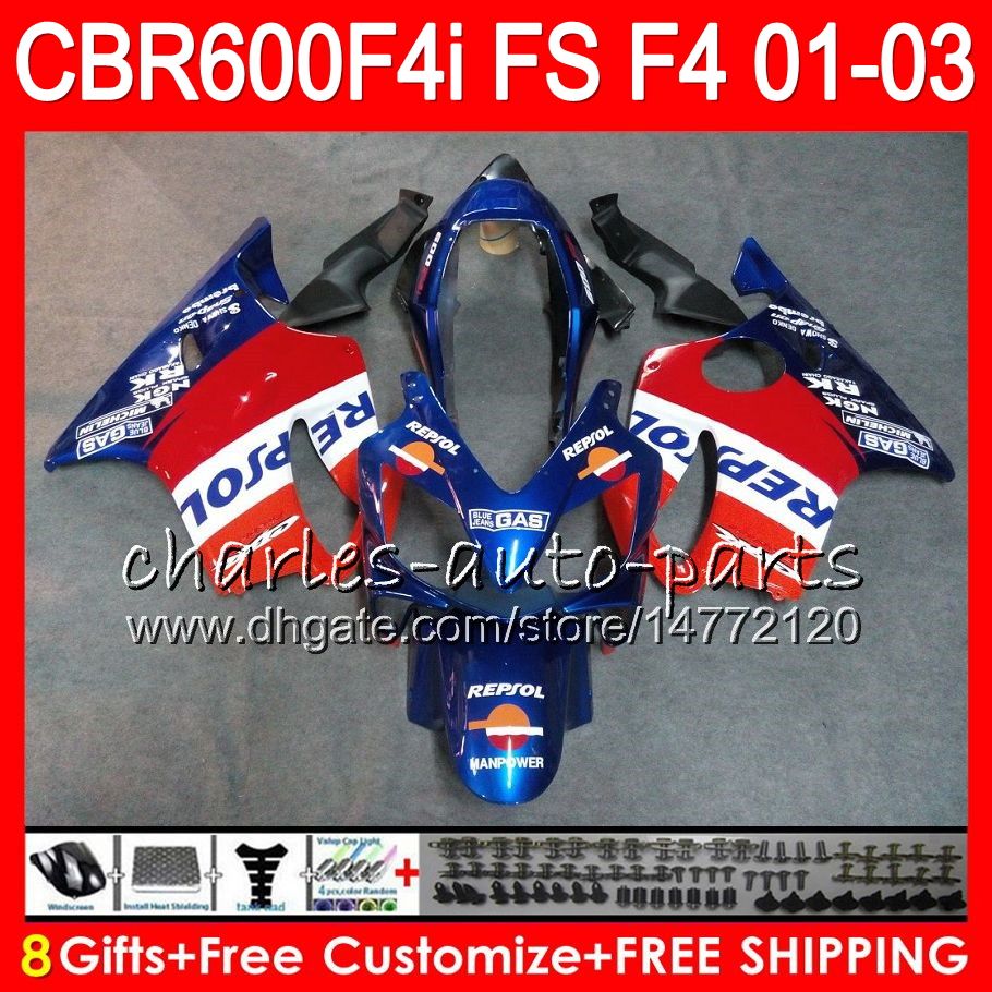 8Gifts For HONDA CBR600FS FS CBR 600 F4i 01 03 28NO54 Repsol Blue