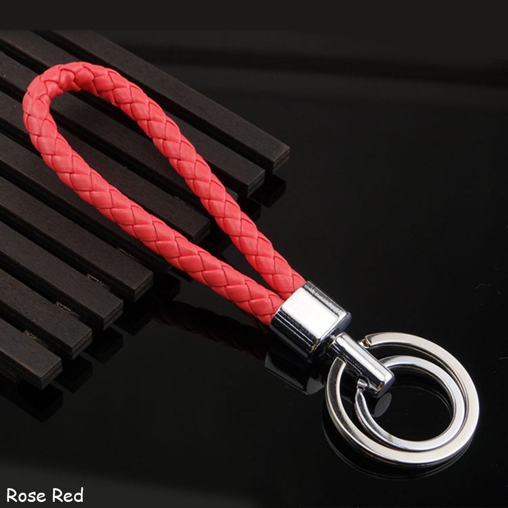 Handmade Weaved Leather Metal Keychain Keyrings Twist Rope Zinc Alloy