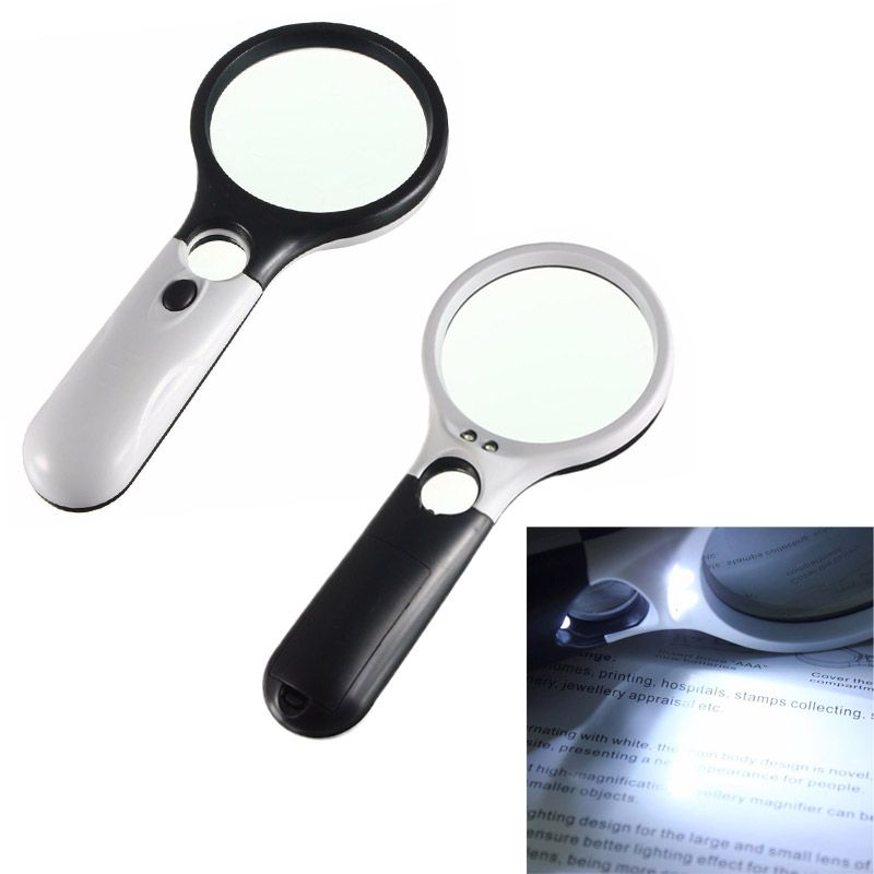 2020 3x LED Light Handheld Illuminated Pocket Magnifier Lamp With