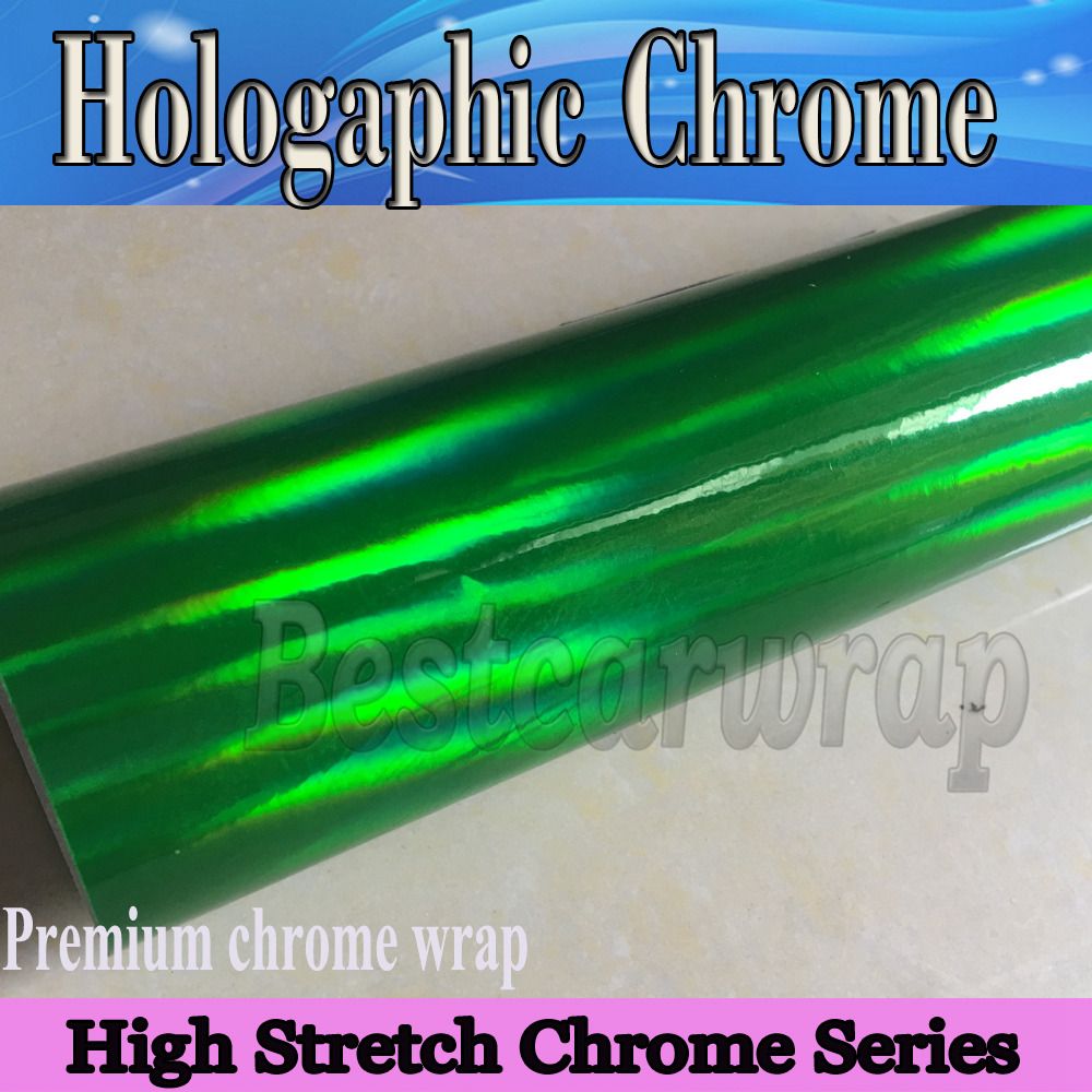 2019 Green Holographic Vinyl Wrap For Whole Car Wrap Covering With Air
