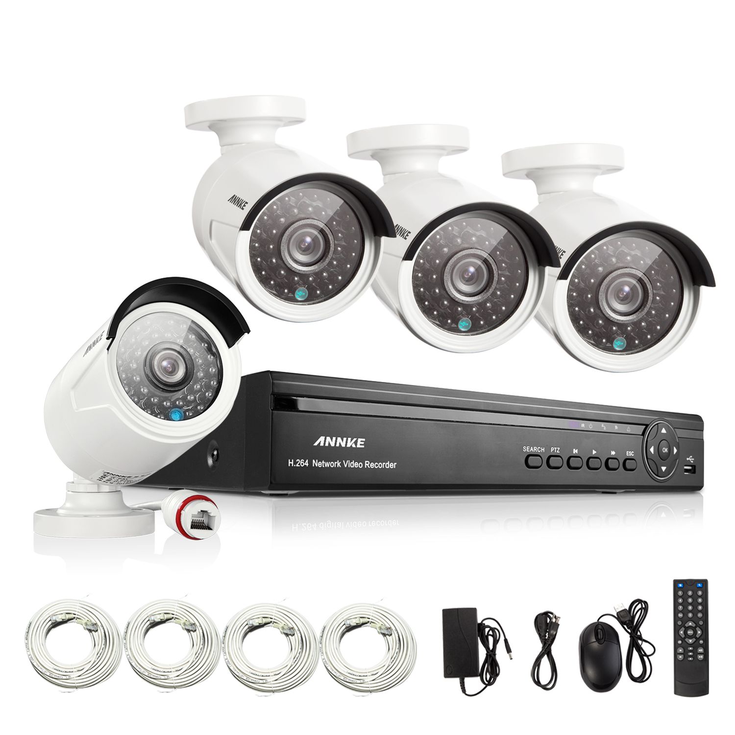 2019 ANNKE 4CH NVR 960P HD IP Network PoE IR Outdoor CCTV Home Security