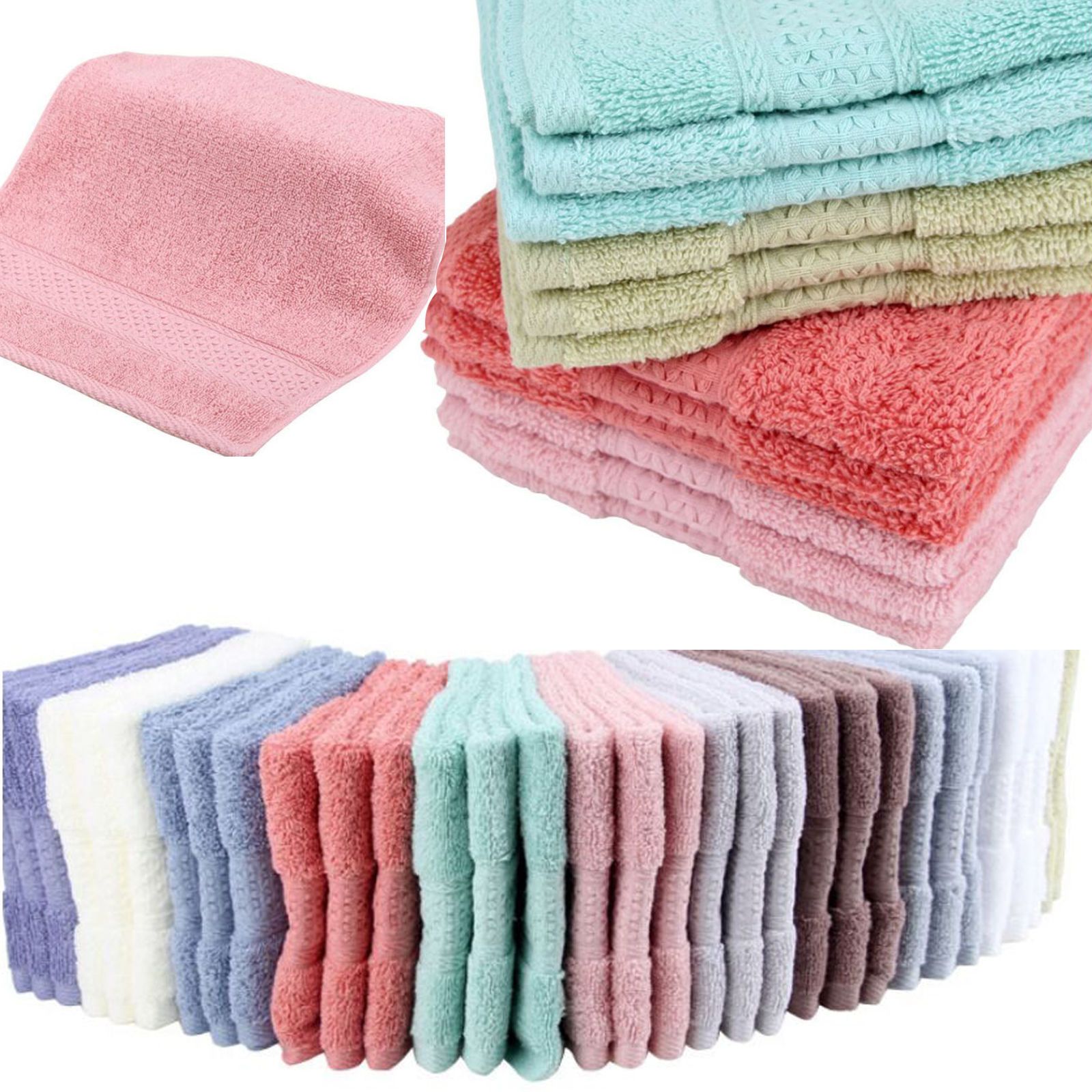 Hot a Set Face Towel ! 100 Cotton Face Towels Cloth Flannels Wash