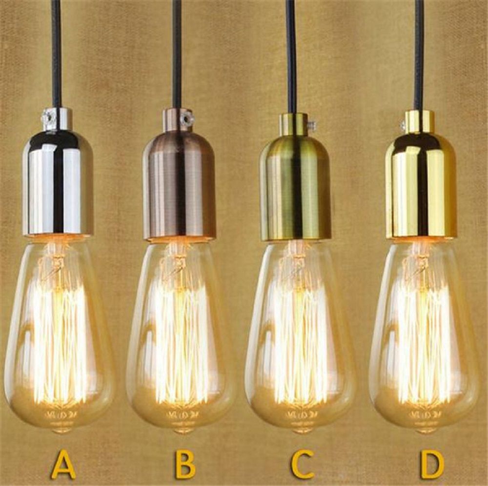 110v 220v Retro Edison Bulb Holder E27 Socket Antique Brass Lamp 110v 220v Retro Edison Bulb Holder E27 Socket Antique Brass Lamp Base Cord Grip Threaded Lampholder For Pendant Light Adapter Lighting Kitchen Clear