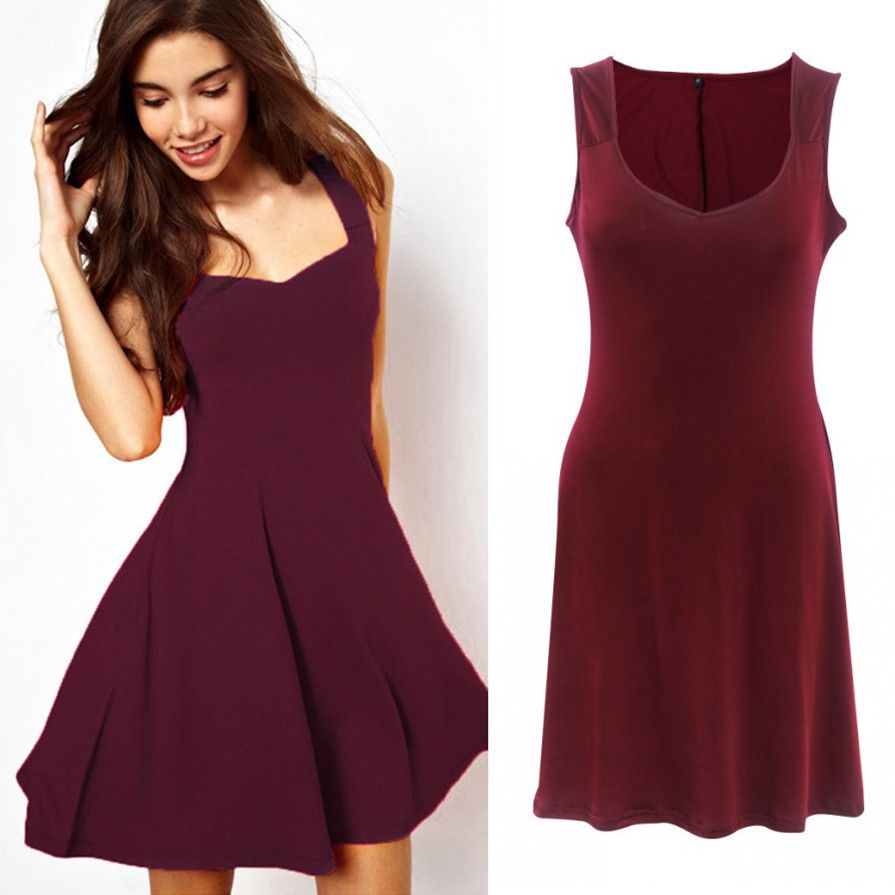 maroon summer dress