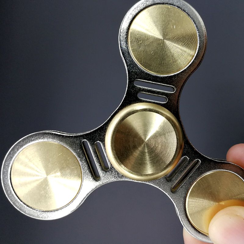 High End Brass Tri Spinner Fidget Spinner Brass SUS EDC Anti Stress 3min Spinning Metal Spinners