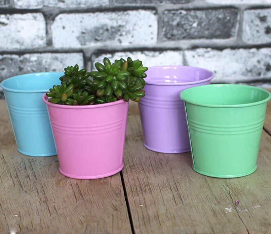 2021 Metal Iron Bucket Flower Pots Planting Pot Flower Pot Gardening