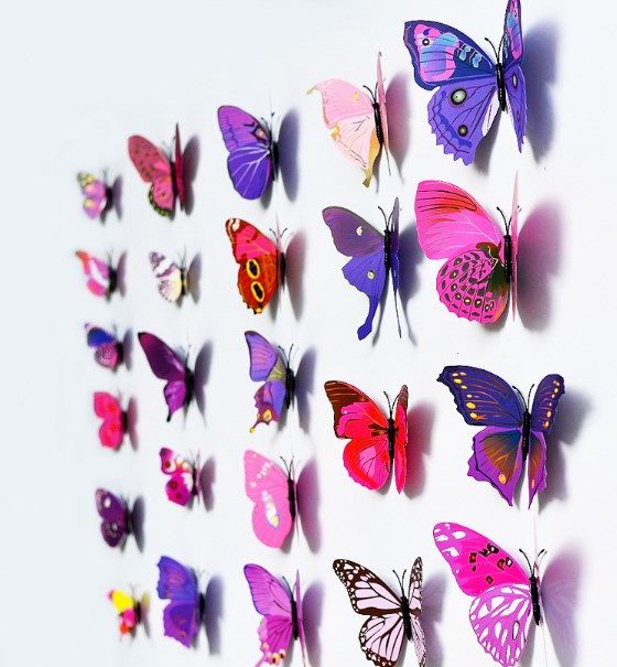 12PCs PVC Butterfly 3D Wall Stickers Decors Wall Art Wall Home Decorations UK 