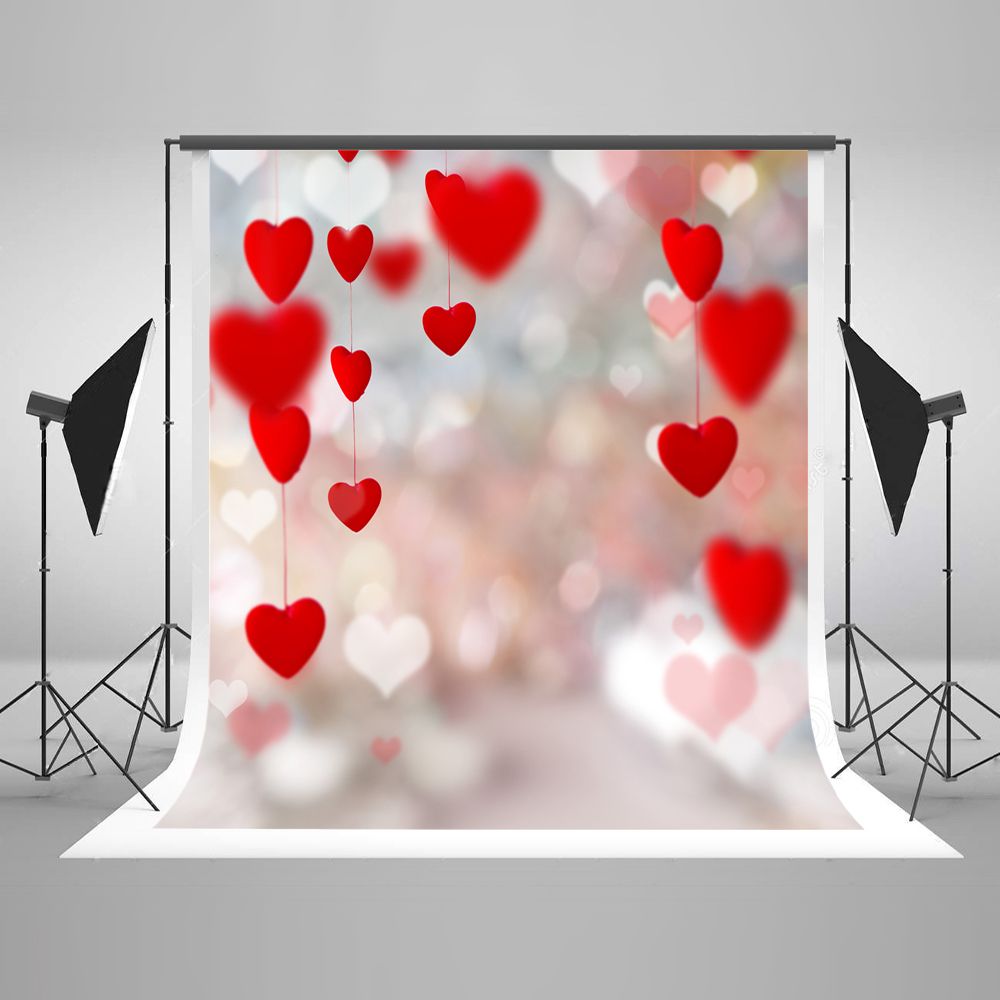 No Wrinkles Glitter Photography Backdrop Red Love Lights Children