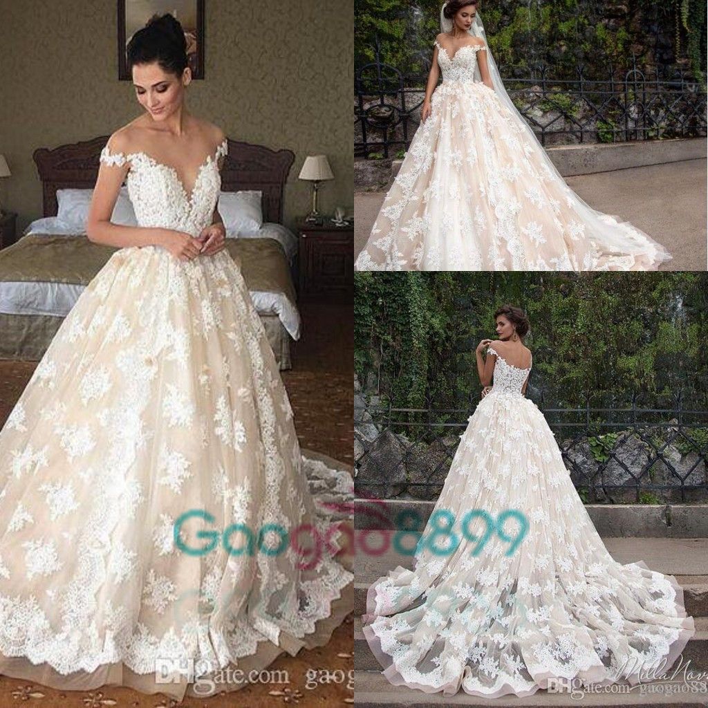 Discount 2019 Lace Applique Princess Country Wedding  