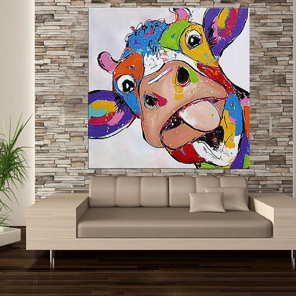 Großhandel KAGREE Bunte Kuh Kopf Malerei Niedlichen Tier Gemälde