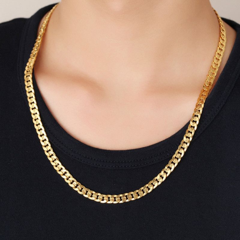 2019 Luxury Men Chain Necklace 18K Yellow Gold Plated 6mm 18inch 32inch
