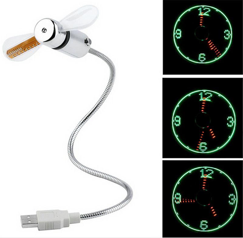 2017 New Mini USB Fan gadgets Flexible Gooseneck LED Clock Cool For laptop PC Notebook Time Display high quality durable Adjustable