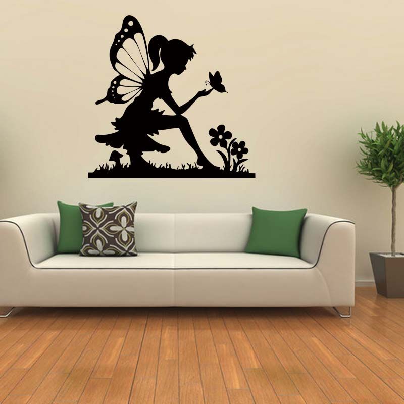 the butterfly girl and flower mushroom vinyl fairy sticker removable