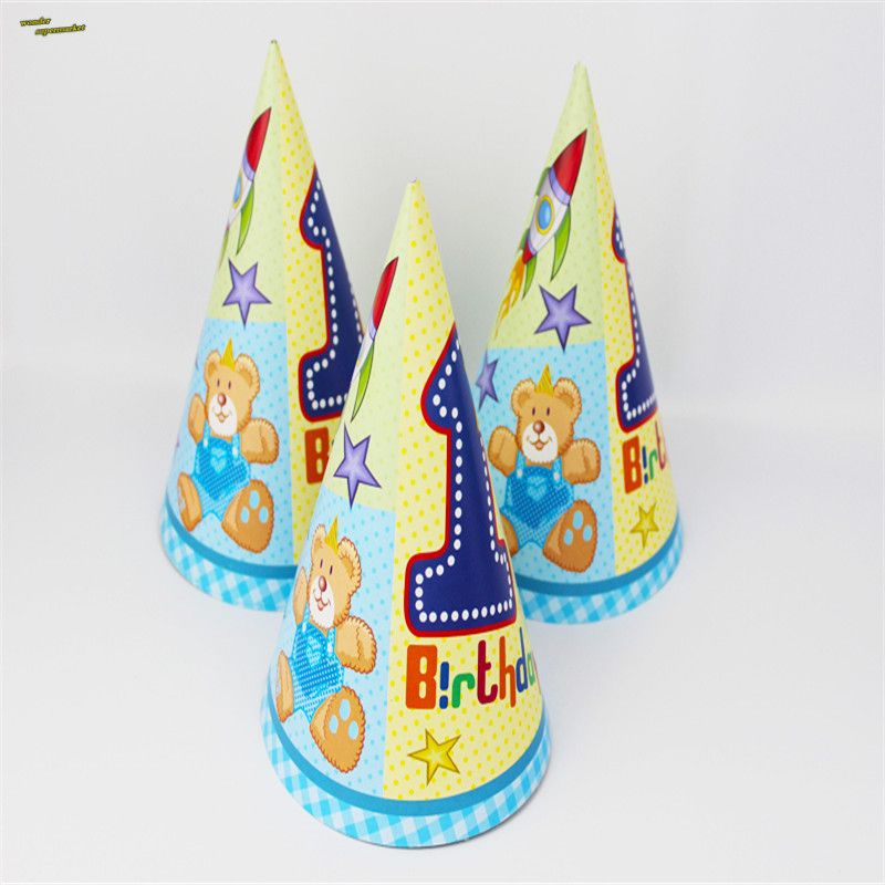 Wholesale Paper Hat 1st Birthday Bear Butterfly Boy Girl Baby Shower