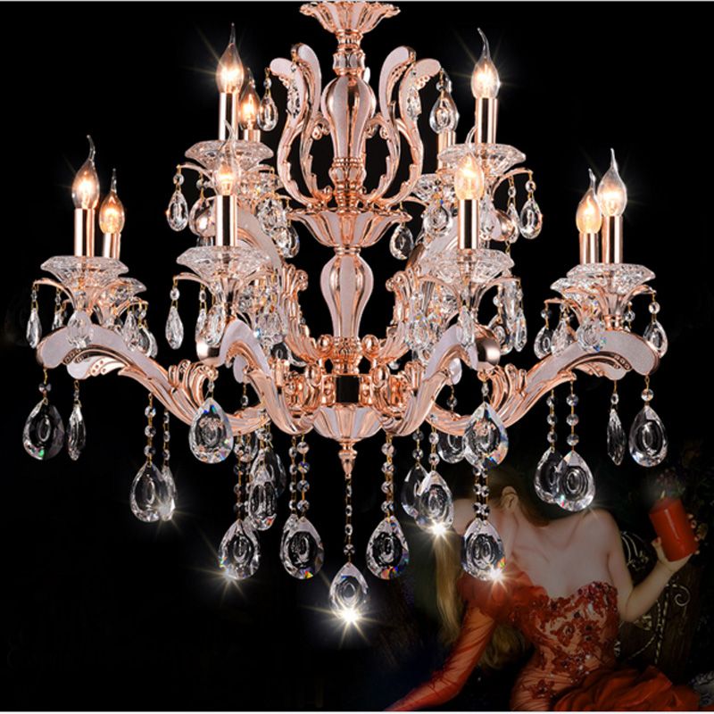 Modern Hotel Hall Crystal Candle Chandelier Holder Led Modern Hotel Hall Crystal Candle Chandelier Holder Led For Foyer Rose Gold Dining Room Livin Groom Childern Light Round