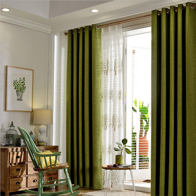 2018 modern cotton linen green window curtains for living room