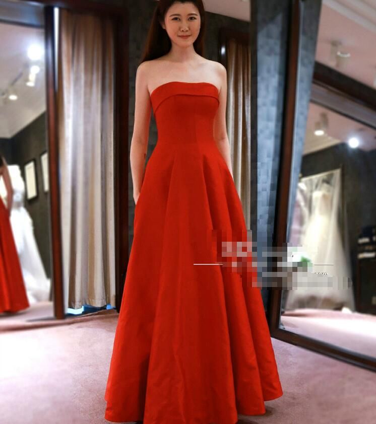 red silk evening gown