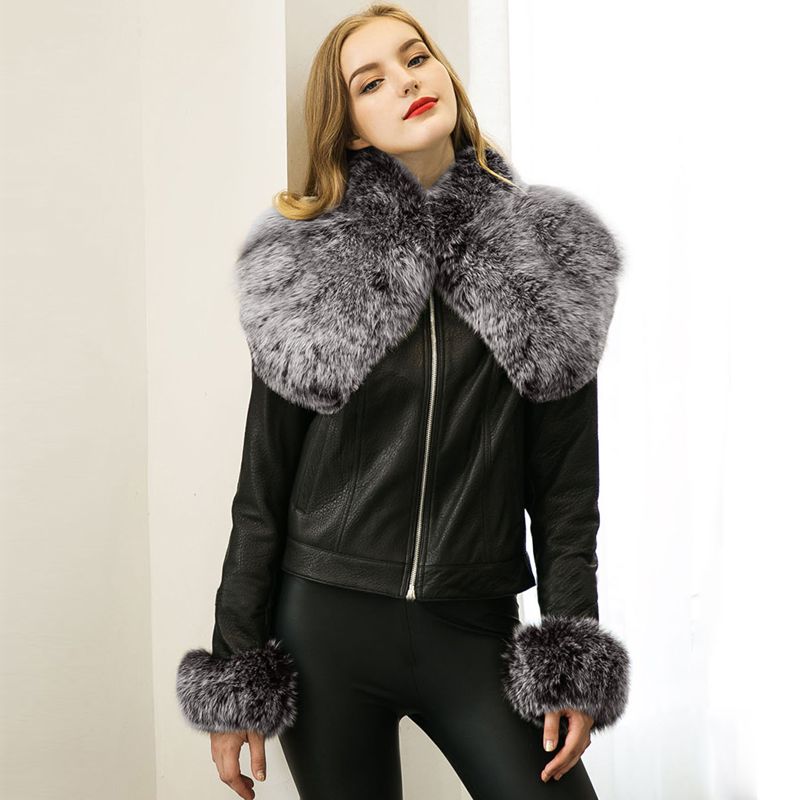 2018 Women Leather Jacket With Big Fur Collar New Style Streetwear 2018 Women Leather Jacket With Big Fur Collar New Style Streetwear Boyfriend Motorcycle Jackets Fashion Black Winter Coat Cjf0913 Summer Faux
