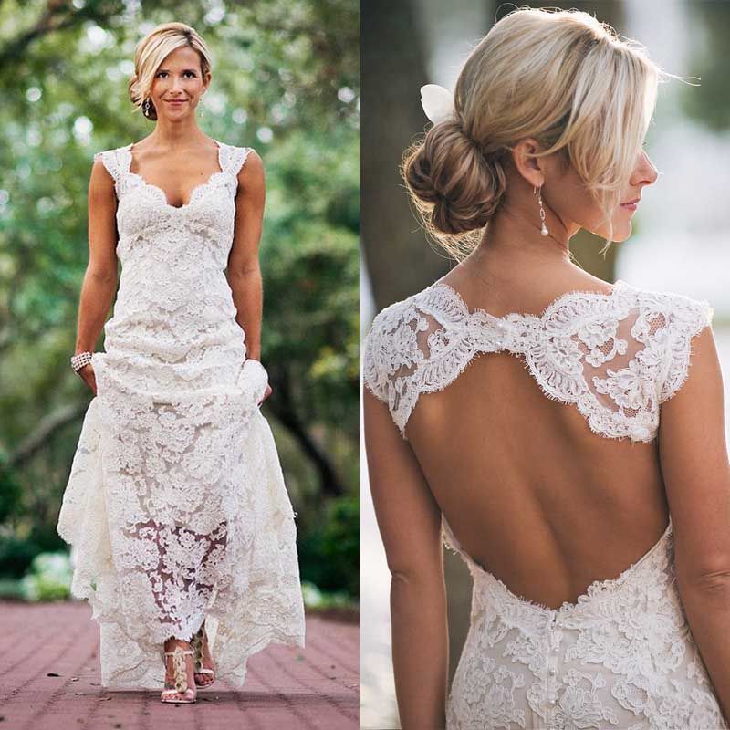 simple open back wedding dress