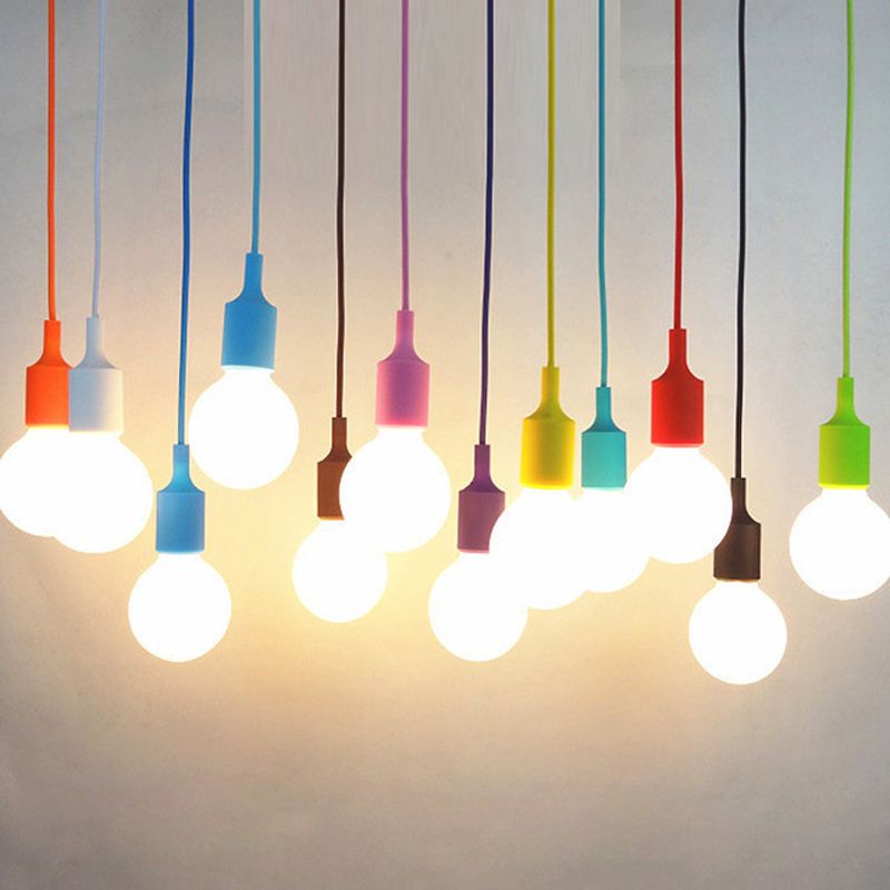 Art Decor Silicone E27 Pendant Lamp Ceiling Light Bulb Holder Art Decor Silicone E27 Pendant Lamp Ceiling Light Bulb Holder Hanging Lighting Fixture Base Socket Modern Silica Gel Retro Colorful
