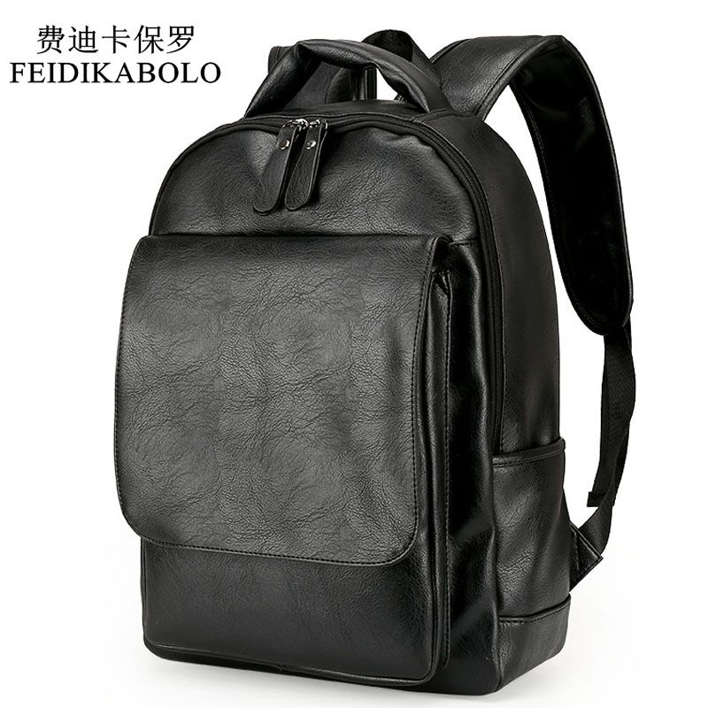 Leather Men Backpack For Man 2017 Backpacks Black Backpacks Male Fashion Rucksack Schoolbags ...