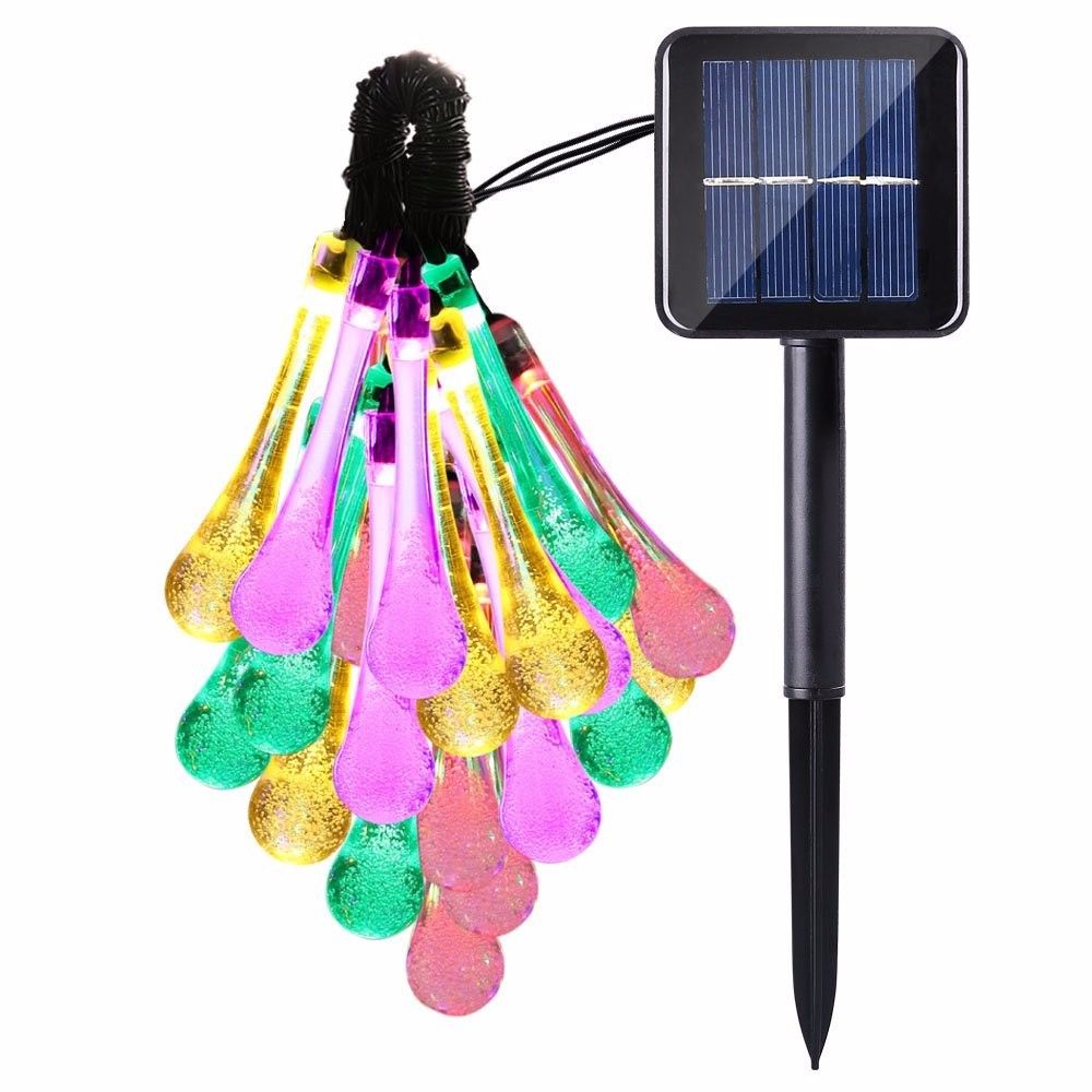 Multi Color Xmas Solar Power String 2m 20 Led Lights Strip Water Drop Outdoor Light For Wedding Festival Party Decoration