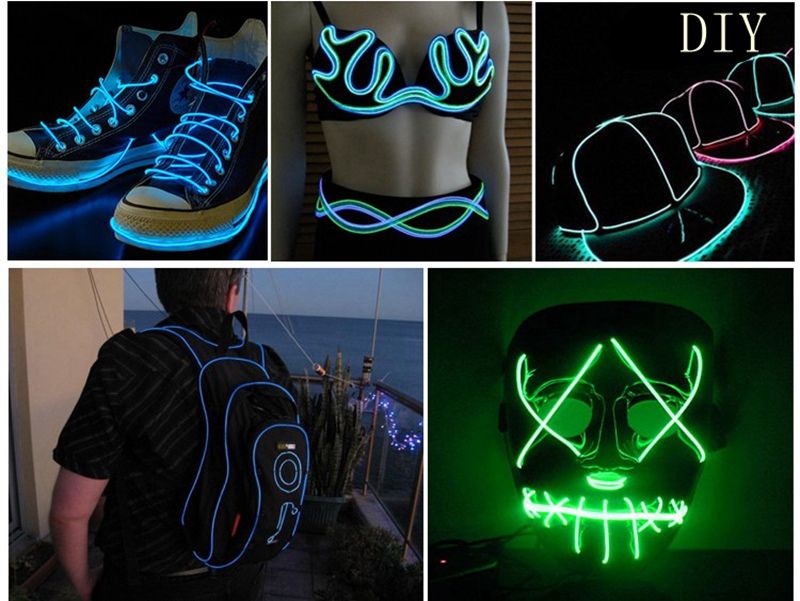 Siaonvr 1M Battery Operated Luminescent Neon LED Lights Glow EL Wire String  Strip Rope - Walmart.com