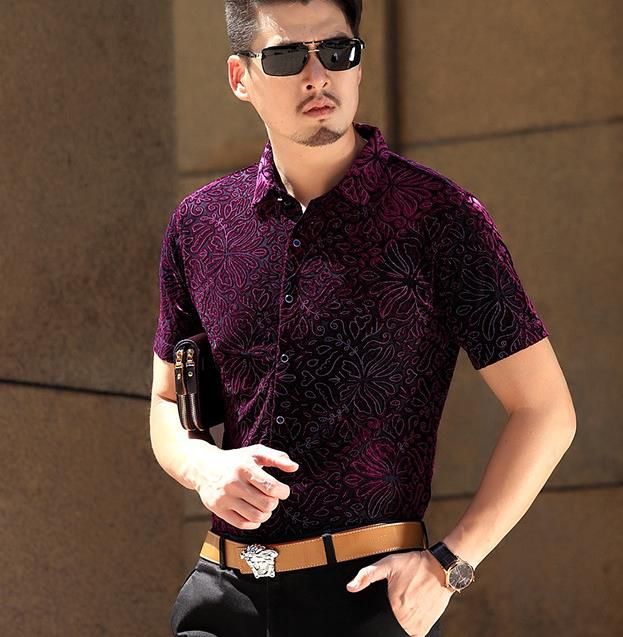 2018 New Arrival Men'S See Through Shirts Male Casual Short Sleeve Silk ...