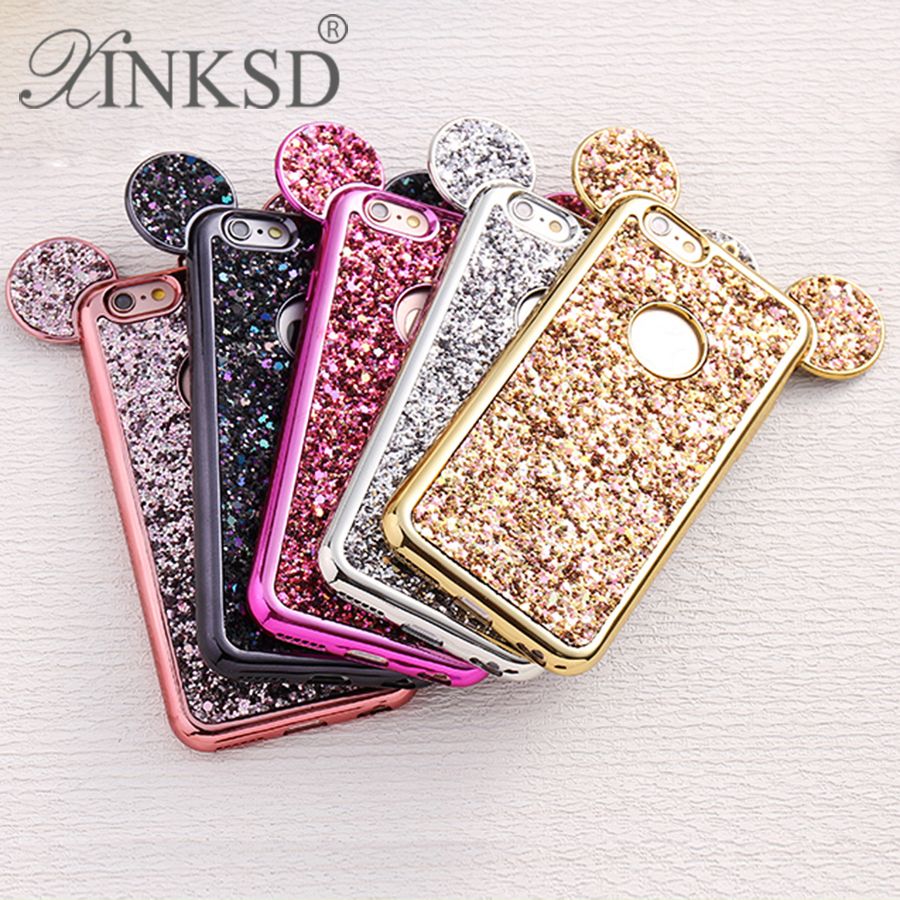 Luxury Glitter Bling Cell Phone Cases For IPhone 6 6S 7 Plus 3D Mouse