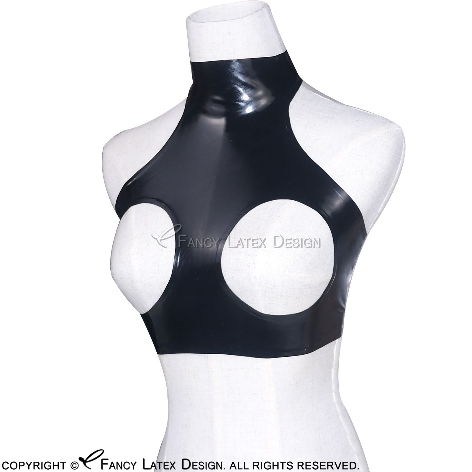 Black Sexy Latex Crop Top Open Bust Buttons At Back Fetish Rubber Bra