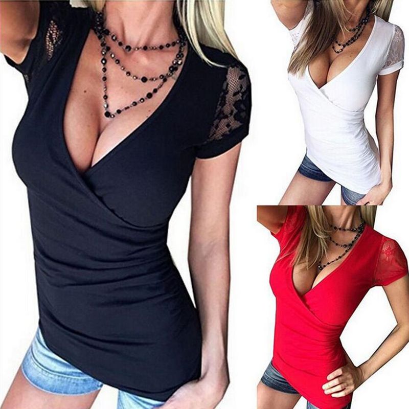 Sexy deep plunge tunis t shirts Latina lesbian milf