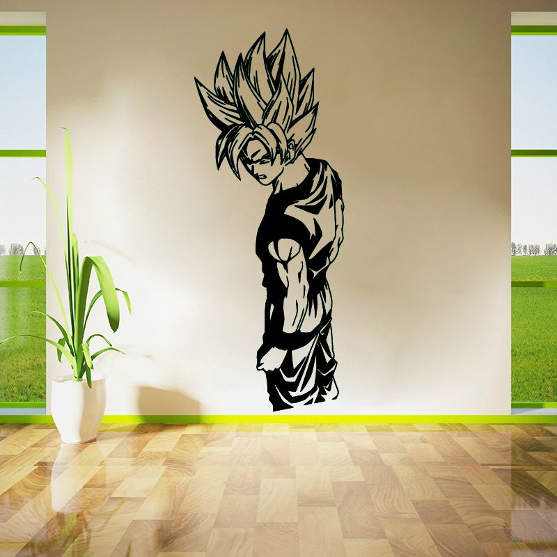 super saiyan goku vinyl wall decal dragon ball z, dbz anime wall art