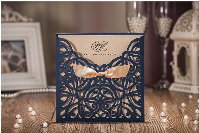 2017 New Royal Blue Gold Bow Designed Elegant Laser Cut Wedding Invitations Cards Party Supplies Cheap Decoration From Lynnchow 2017 New Royal Blue Gold Bow Designed Elegant Laser Cut Wedding Invitations Cards Party Supplies Cheap Decoration From Lynnchow