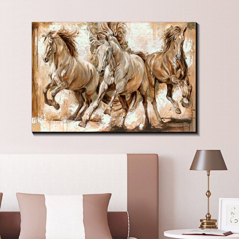 2021 Modern European Oil Painting Three Galloping Horse Print On Canvas